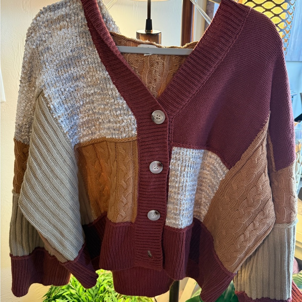 POL NWOT Multicolor Patchwork Cardigan